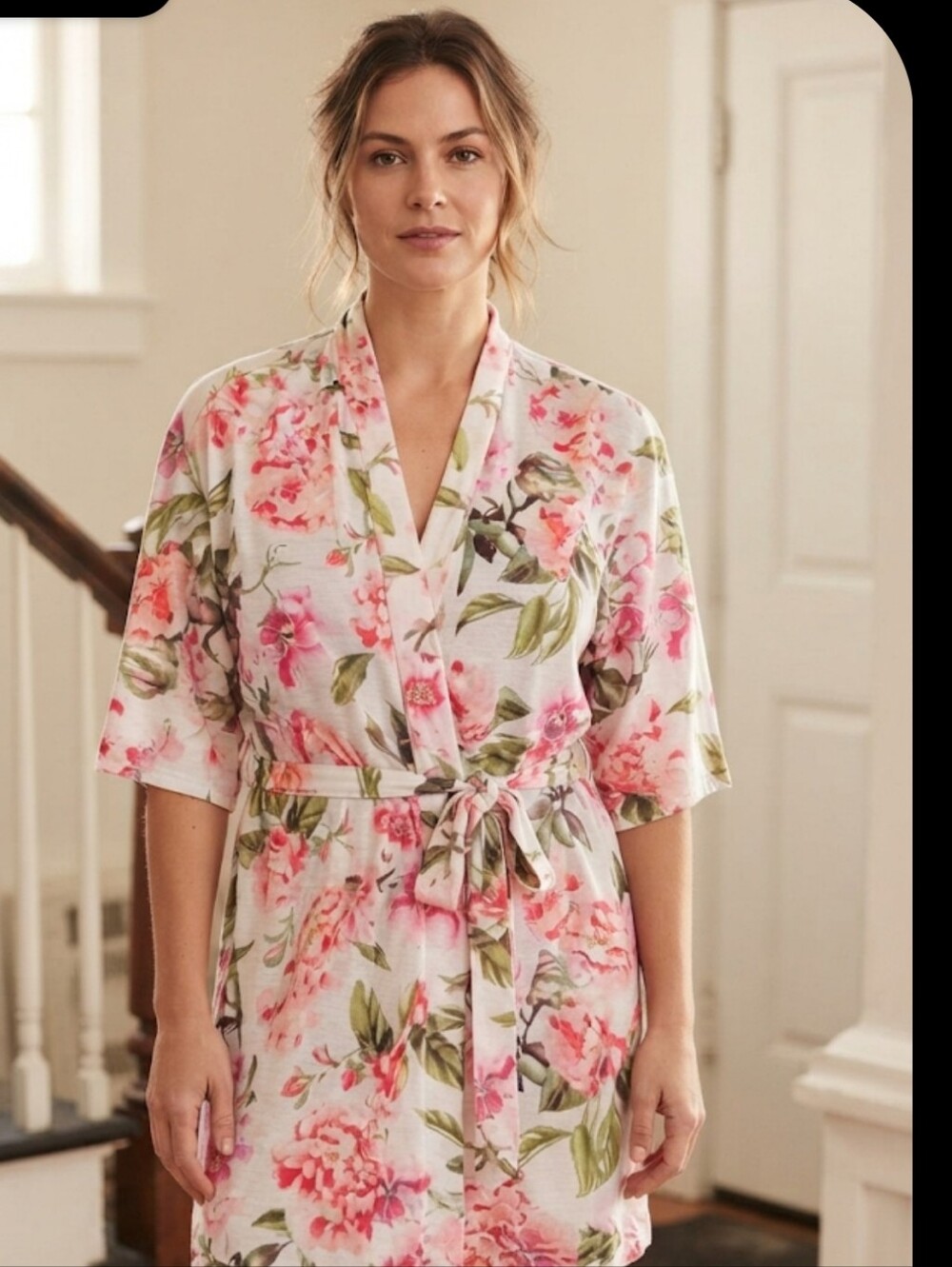 Show Me Your MuMu Pink & Green Floral Kimono Robe
